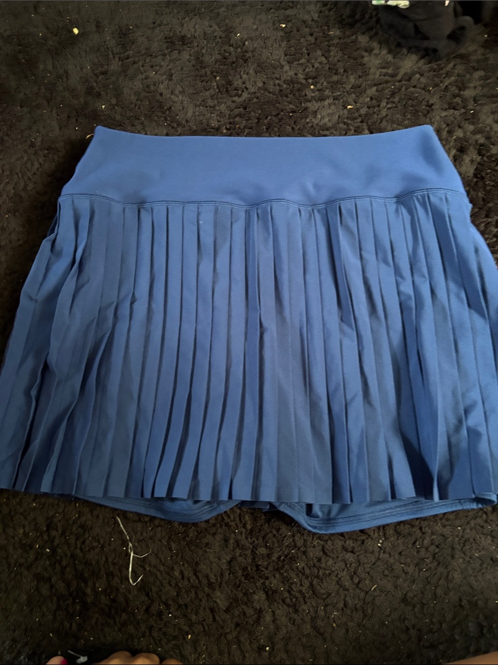 Pleated Mini Skirt in Blue with High Waist